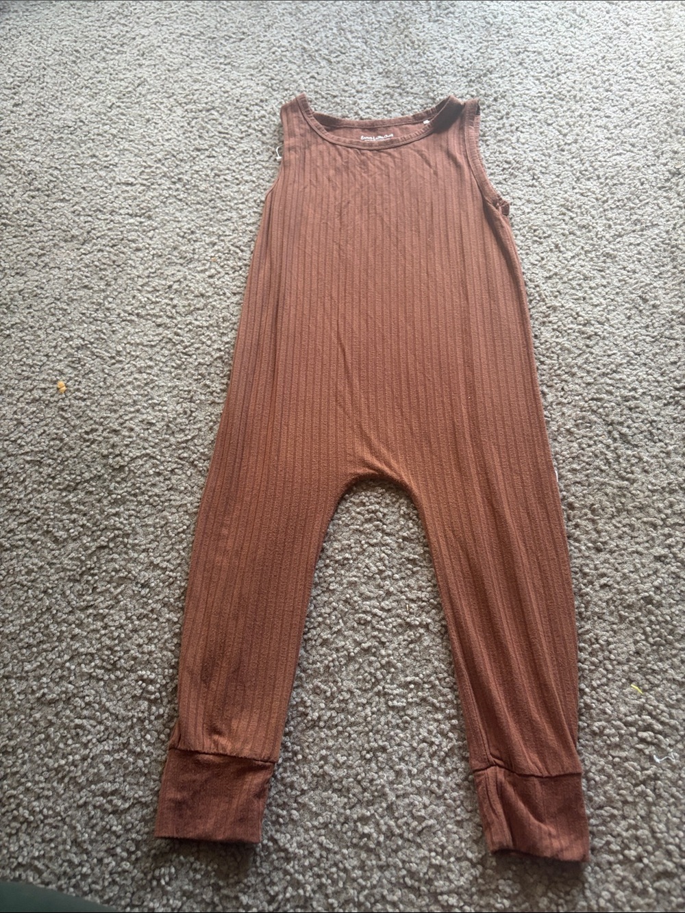 B69 Brave Little Ones Bamboo 2-3y Ribbed Sleeveless Jumpsuit - Rust, pilling